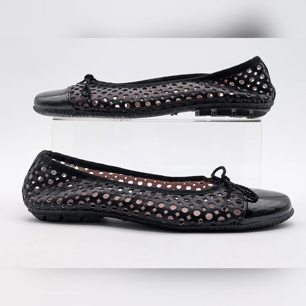 Paul Mayers Attitudes Ballet Flats Sz 8B Black Patent & Mesh Leather Women Shoes - Picture 10 of 17